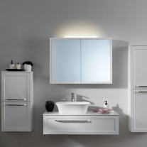 Dulap cu oglinda, 2 usi, iluminare LED, Kolpasan, Blanche, 95 cm, alb
