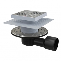 SIFON DE PARDOSEALA 150X150/50/75MM IESIRE LATERALA, CU GRATAR DIN INOX, FLANSA METALICA, GULER IZLOLATIE SUPLIMENTARA, APV3444