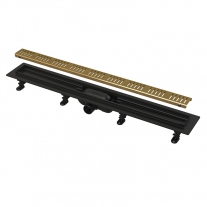 Set rigola de dus, Alca, Simple, cu gratar, 55 cm, auriu