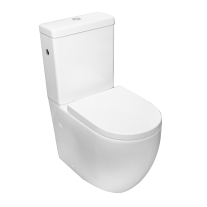 Set vas WC Fluminia, Minerva, stativ, rimless cu rezervor si capac soft-close si easy off inclus