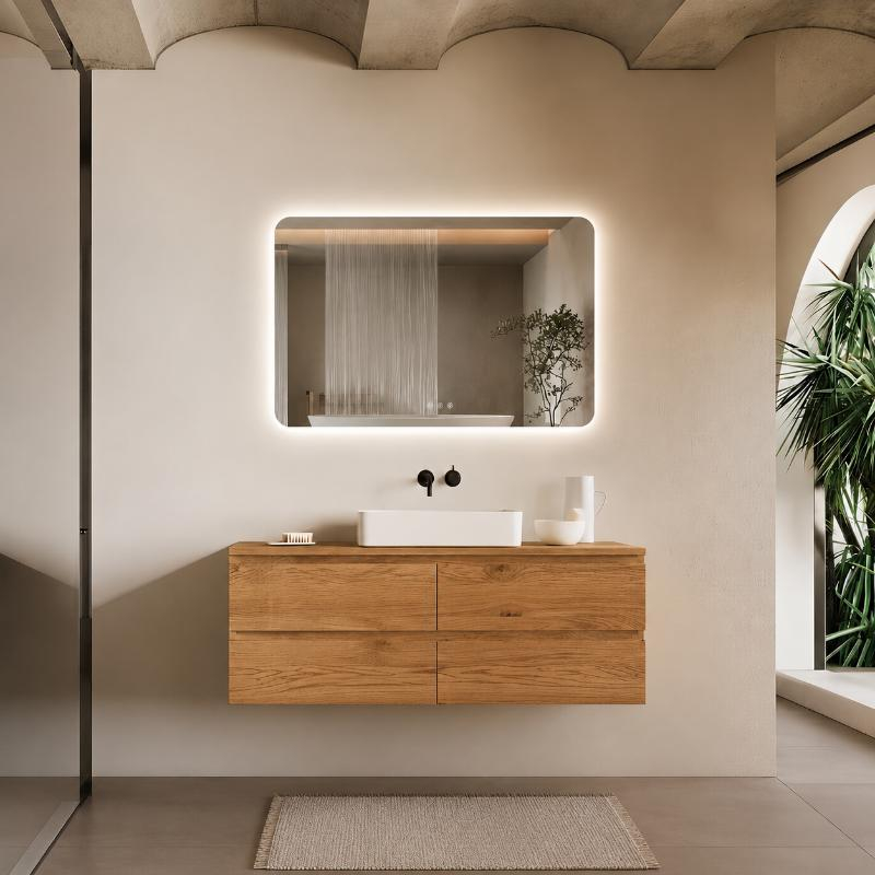 Oglinda Fluminia, Verona 100, dreptunghiulara 100 x 80 cm, cu iluminare LED, 3 culori, dezaburire