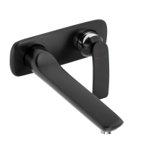 Baterie pentru lavoar, Kludi, Balance, montaj pe perete, lungime pipa 23.5 cm, negru mat