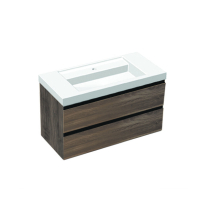 Set mobilier suspendat cu lavoar Kolpasan, Harmony 100, cu 2 sertare, bronze oak