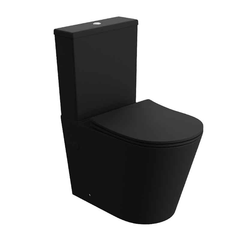 CLEMENTINA, BLACK, SET VAS WC MONOBLOC, RIMLESS PROTECT, 38X60.5CM + REZERVOR + CAPAC SOFT CLOSE QUICK RELEASE, 34248