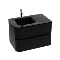 Mobilier pentru lavoar, Spectrum, Alcazar 80, colț rotunjit și lavoar din sticlă, negru mat