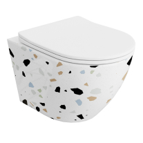 Set wc suspendat Spectrum, Trendi Stone, rimless cu capac inclus, 35.5 x 51.5 cm, alb mozaic