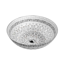 Lavoar pe blat Spectrum, Moana Folk, rotund, alb cu model folk