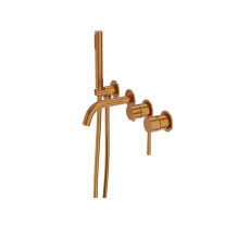 Baterie cadă LaVita, Verdi, montaj pe perete, set complet duș, brushed copper