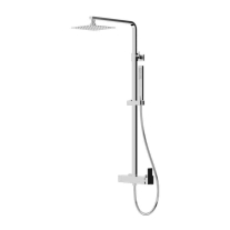 Set de duș LaVita, Antiba, cu baterie, pălărie duș pătrată, bară și furtun, 1 jet, crom