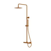  Set de dus LaVita, Verdi, cu baterie termostatică, pălărie rotunda, bară și furtun, 1 jet, brushed copper