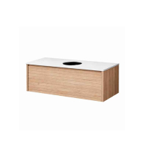 Mobilier suspendat Kolpasan, Orphia 80, canelat, cu blat din Kerrock, 1 sertar, acacia