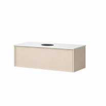 Mobilier suspendat Kolpasan, Orphia 100, riflat, cu blat din Kerrock, 1 sertar, light grey