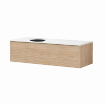  Mobilier suspendat Kolpasan, Orphia 120, canelat, cu blat din Kerrock, 1 sertar, acacia