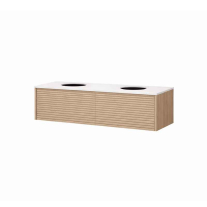  Mobilier suspendat Kolpasan, Orphia 140, canelat, cu blat din Kerrock, 2 sertare, acacia