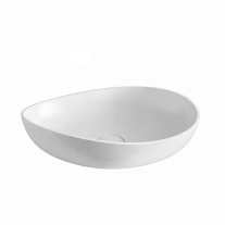 Lavoar pe blat Kolpasan, Demi 560 ON, din Kerrock, formă organică, alb