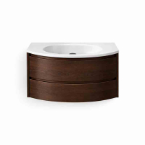 Set mobilier baie suspendat Kolpasan, Joy 80 cm, cu lavoar Cast Marble, dark oak