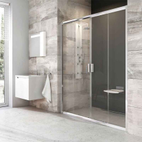 Ușă culisantă de duș Ravak Blix Slim BLDP 150, H195 cm, sticlă transparentă AntiCalc, aluminiu lucios