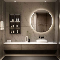 Oglindă cu LED, dezaburire, ceas digital și bluetooth, Fluminia Tivoli Superlight, Ø 60 cm