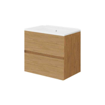  Mobilier suspendat pentru lavoar Fluminia Genova 60, front și laterale netede, 60x46 cm, rovere naturale