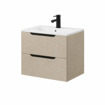  Mobilier pentru lavoar pe blat Fluminia, Malta, finisaj rugos, 60 cm, almond