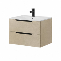 Mobilier pentru lavoar pe blat Fluminia, Malta, finisaj rugos, 80 cm, almond