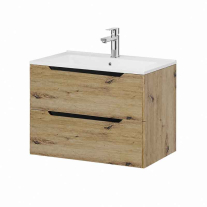 Mobilier pentru lavoar pe blat Fluminia, Malta, finisaj neted, 80 cm, Rovere Oro