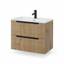 Mobilier pentru lavoar pe blat Fluminia, Malta, finisaj riflat, 60 cm, Rovere Oro