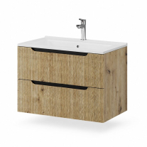  Mobilier pentru lavoar pe blat Fluminia, Malta, finisaj riflat, 80 cm, Rovere Oro