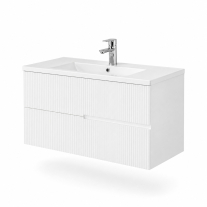 Mobilier pentru lavoar pe blat Fluminia, Malta, finisaj riflat, 100 cm, alb