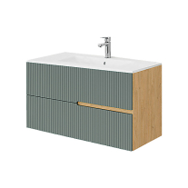  Mobilier pentru lavoar pe blat Fluminia, Malta, finisaj riflat, 100 cm, salvia