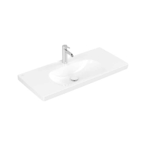 Lavoar suspendat Villeroy & Boch Skyla 100 cm, TitanCeram, CeramicPlus, alb alpin