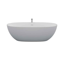 Cadă freestanding TEKO Nubia, din marmură turnată, cu preaplin, 157x65 cm, finisaj Gelcoat alb mat