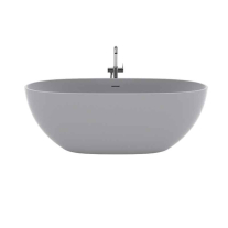 Cadă freestanding TEKO Nubia, din marmură turnată, cu preaplin, 157x65 cm, finisaj Gelcoat rose marble mat
