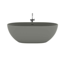 Cadă freestanding TEKO Nubia, din marmură turnată, cu preaplin, 157x65 cm, finisaj Gelcoat grey stone mat