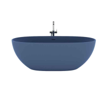 Cadă freestanding TEKO Nubia, din marmură turnată, cu preaplin, 157x65 cm, finisaj Gelcoat blue ocean mat