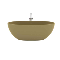 Cadă freestanding TEKO Nubia, din marmură turnată, cu preaplin, 157x65 cm, finisaj Gelcoat beige ivory mat