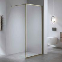 Paravan de duș Walk-In Mediterraneo Trixie 120 cm, sticlă securizată 8 mm, profil auriu